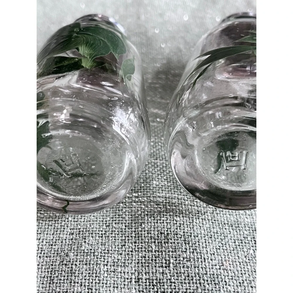 Vintage Hazel Atlas Green Ivy Glass Salad Set Bowl Cruets Salt Pepper Shakers